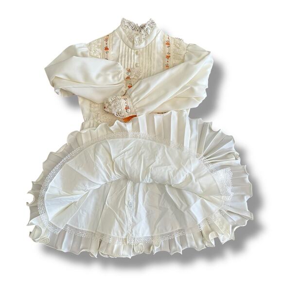 Vintage Dorissa of‎ Miami Girls White Pleated Lace Dress Size 6X Embroidered - Picture 6 of 13